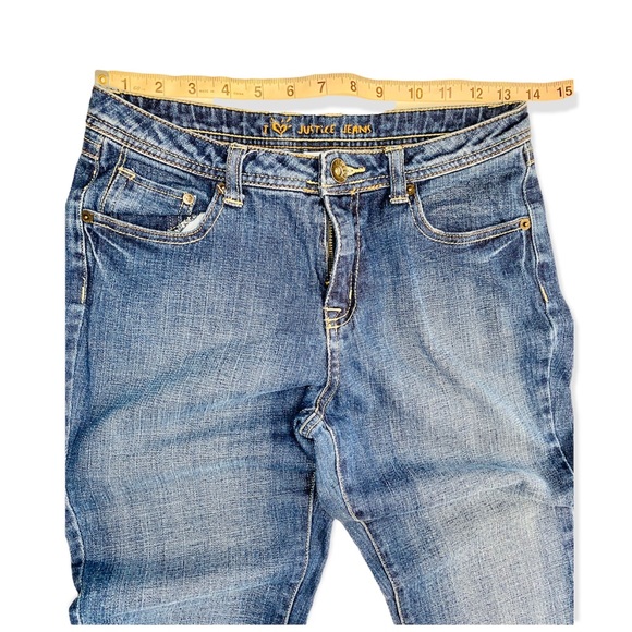 Justice Girls’ Darkwash Flare Leg Jeans 16 - Picture 6 of 9